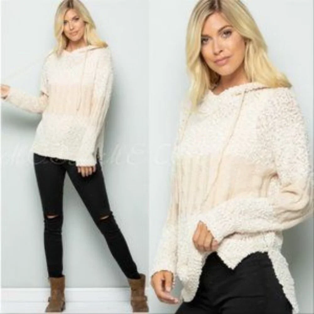 Chenille Knit Sweater Hoodie - Picture 2 of 3